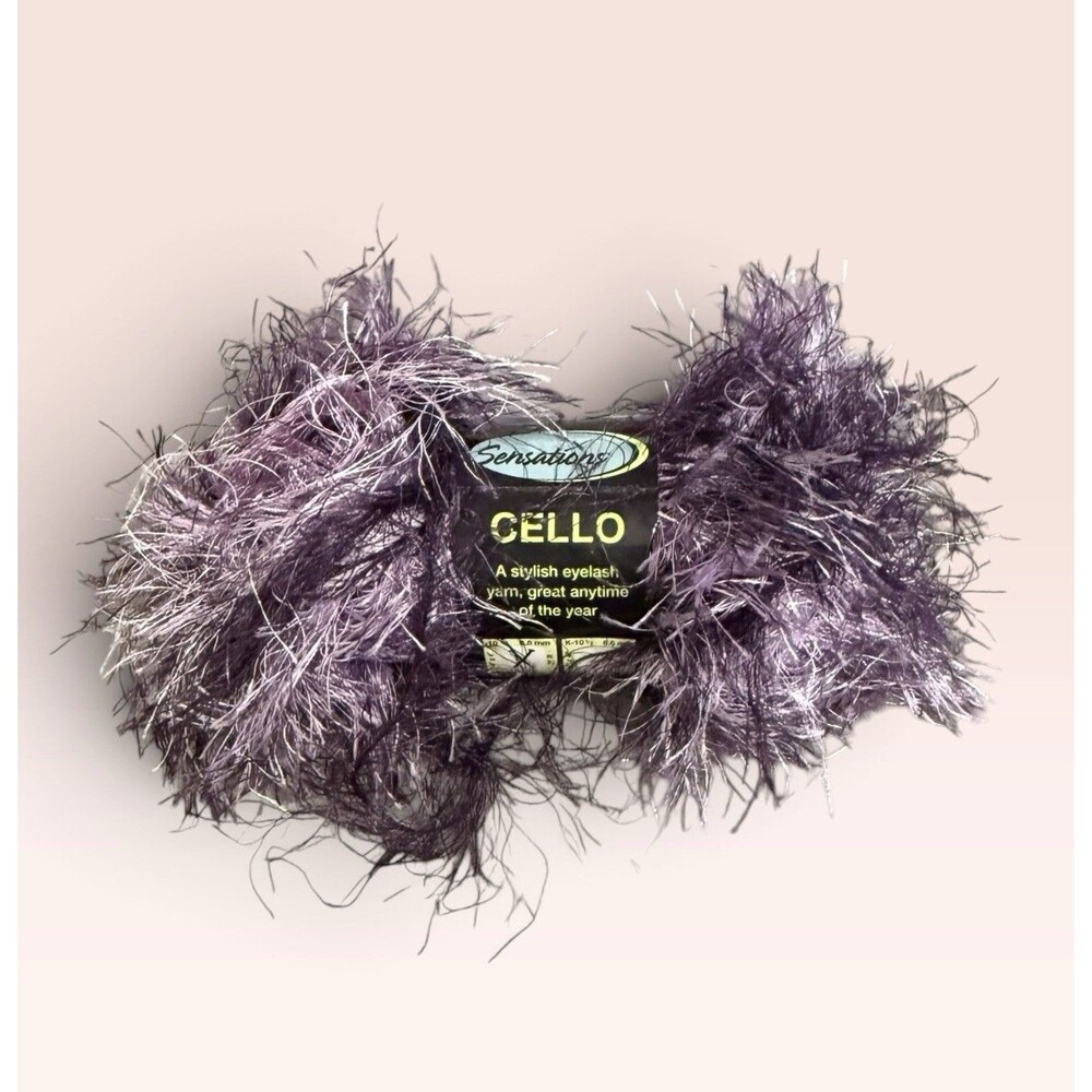 SENSATIONS CELLO Eyelash Yarn Magic Purple 1.75oz 54.6yds Polyester New